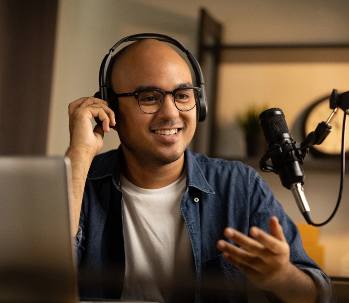 Specialist wearing a headset